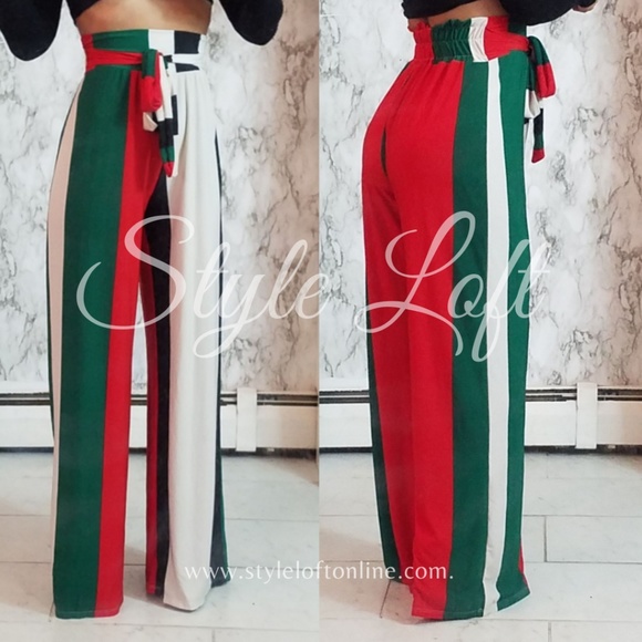 high waisted striped palazzo pants